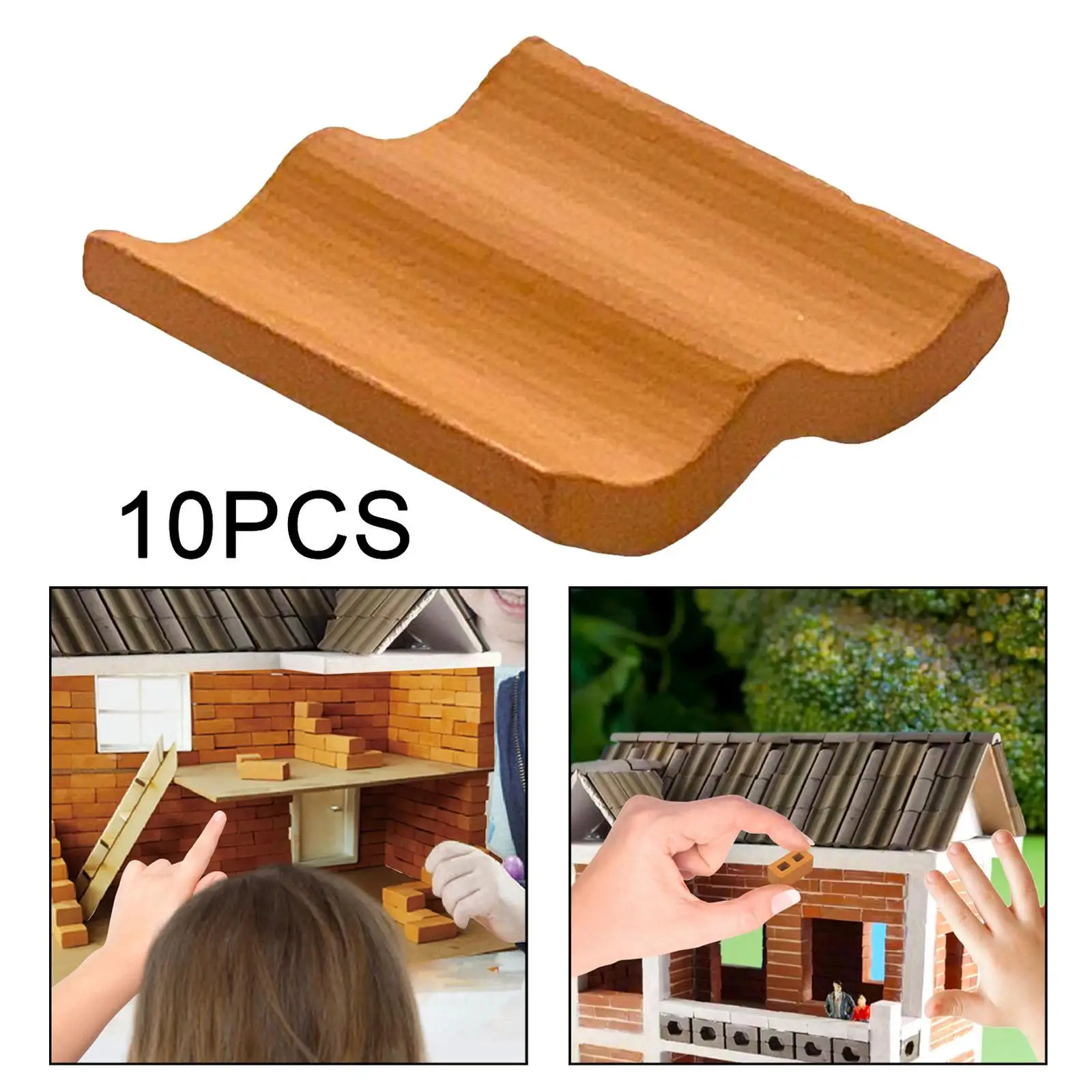 Mini Bricks Roof Tiles Dollhouse Decor Photo Prop Birthday Presents DIY Supplies Model Building for Study Household Bedroom