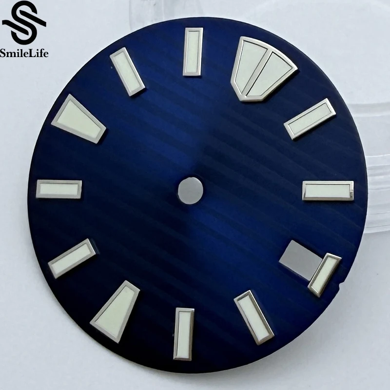 SmileLife 28.5 مللي متر ساعة بقرص أخضر مضيء بتقويم واحد ساعة بديلة للوجه أقراص زرقاء/برتقالية/سوداء لحركة NH35/NH36