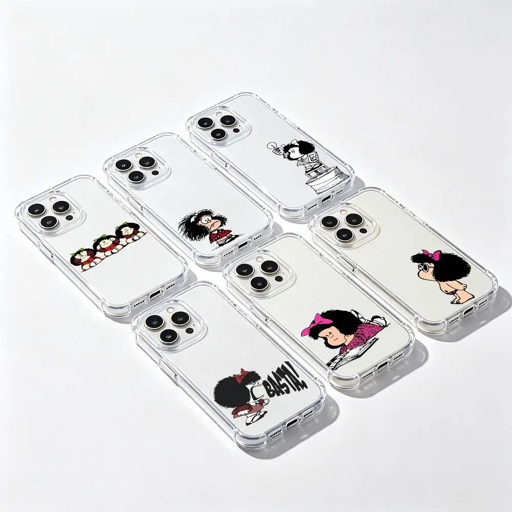 M-Mafaldas Phone Case Transparent IMD For IPhone 17 16 15 14 13 12 11 PRO MAX PLUS Mini Soft Cover