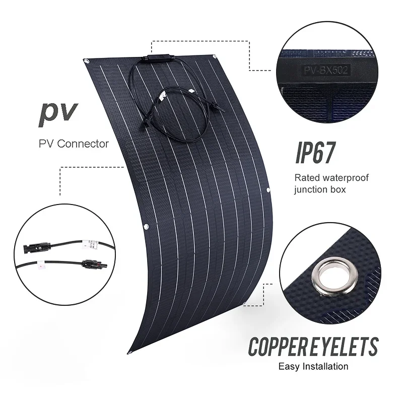 Super Power Solar Panel 500w1000w1500w2000w Suitable For RV Boat Car Household Camping 18V 36V Battery Charger Solar Panel Kits