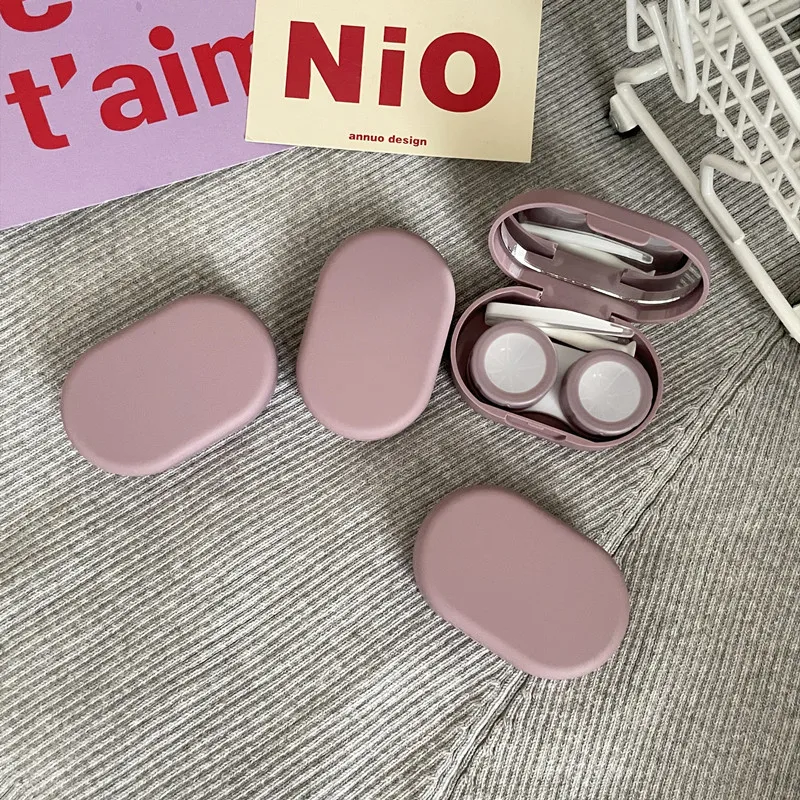 Estuche para lentes de contacto pequeño para mujer, estuche para gafas de contacto con espejo, contenedor para lentes de colores, caja para fiesta y viaje