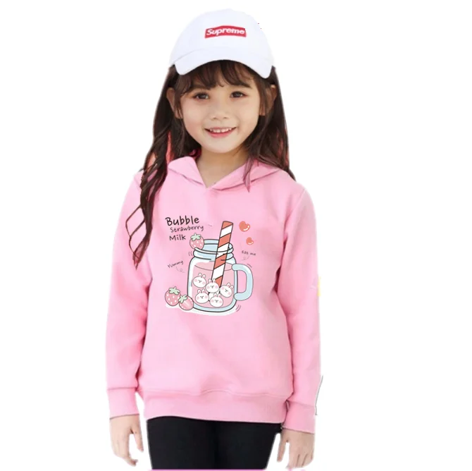 Kawaii Peach Juice Summer Drink Print Hoodies Girls Hooded Sweatshirt Soft Top Student Thin Basic Coat