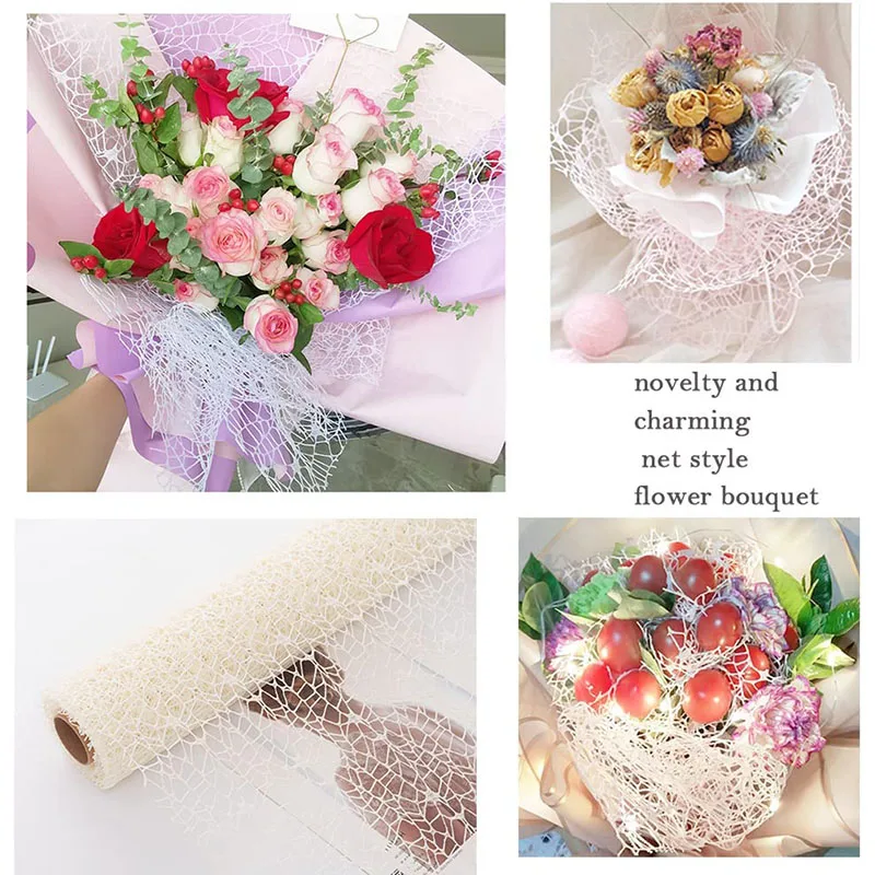 Flower Wrapping Mesh Paper  Iregular Hollow Net Wrapper Floral Bouquet Paper  Fresh Flower Packaging Sheet Florist Wrap Supplies