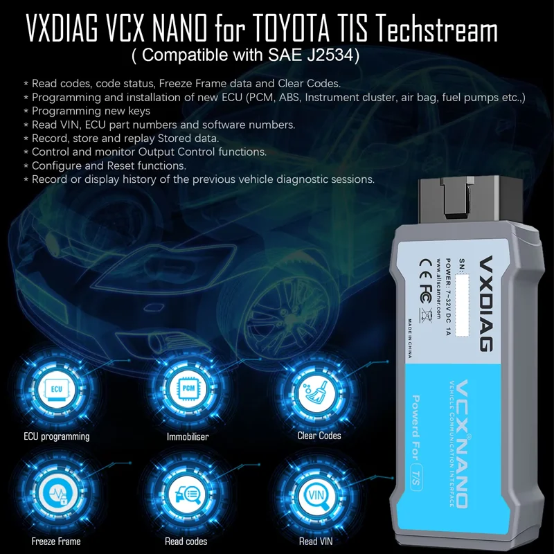 VXDIAG VCX NANO OBD2 Diagnostic Tool WiFi/USB Full System Scanner ECU Coding Programming SAE-J2534 for Multi-Brand Cars