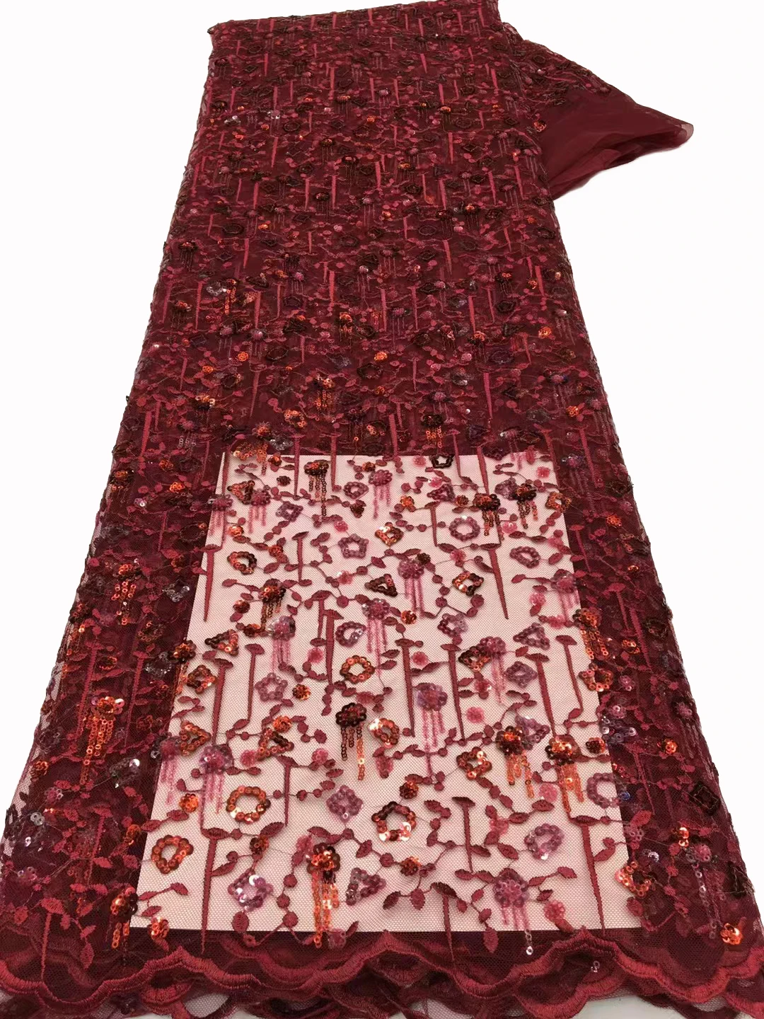 

New tulle lace fabric sequin diamond embroidery, African wedding party dress cheongsam fabric 5 yards