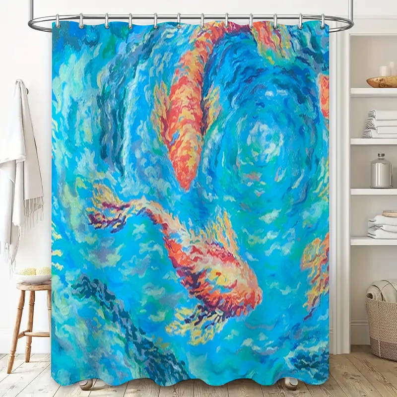 Blue Floral Shower Curtain Watercolor Bath Decor – Modern Home Decoration Fabric Waterproof Shower Panels Size180x240cm