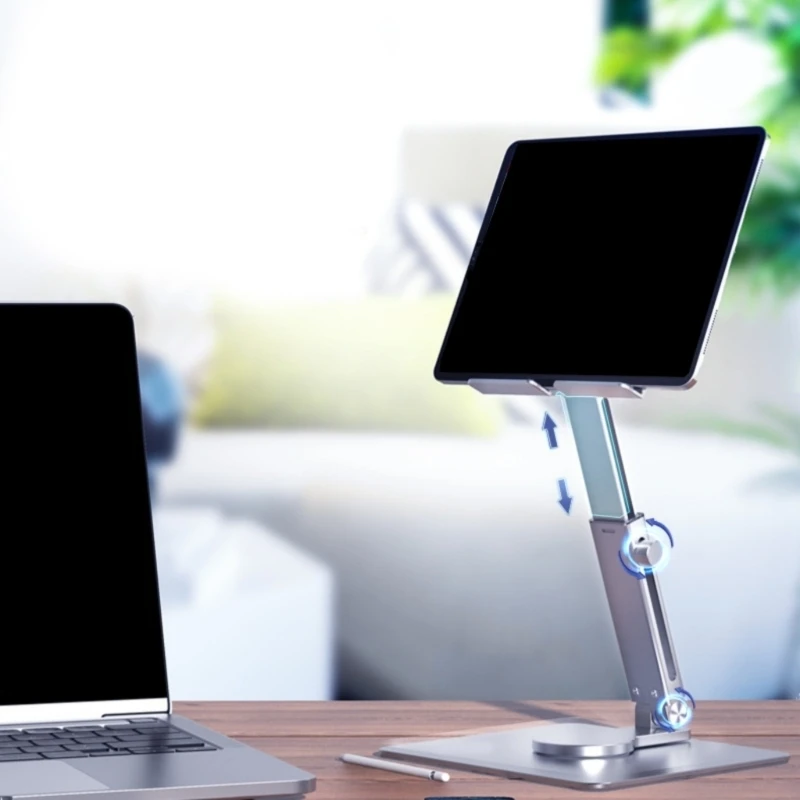 P5EA Foldable Tablets and Phone Stand Aluminum Alloy with Adjustable Viewing Angled for Convenience