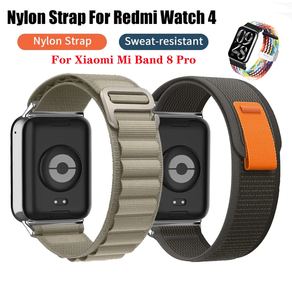 สายไนลอนสำหรับ redmi Watch 4 Correa สร้อยข้อมือกีฬาสำหรับ Xiaomi Mi band 8 Pro smartwatch สายรัดข้อมือสำหรับผู้ชายผู้หญิง