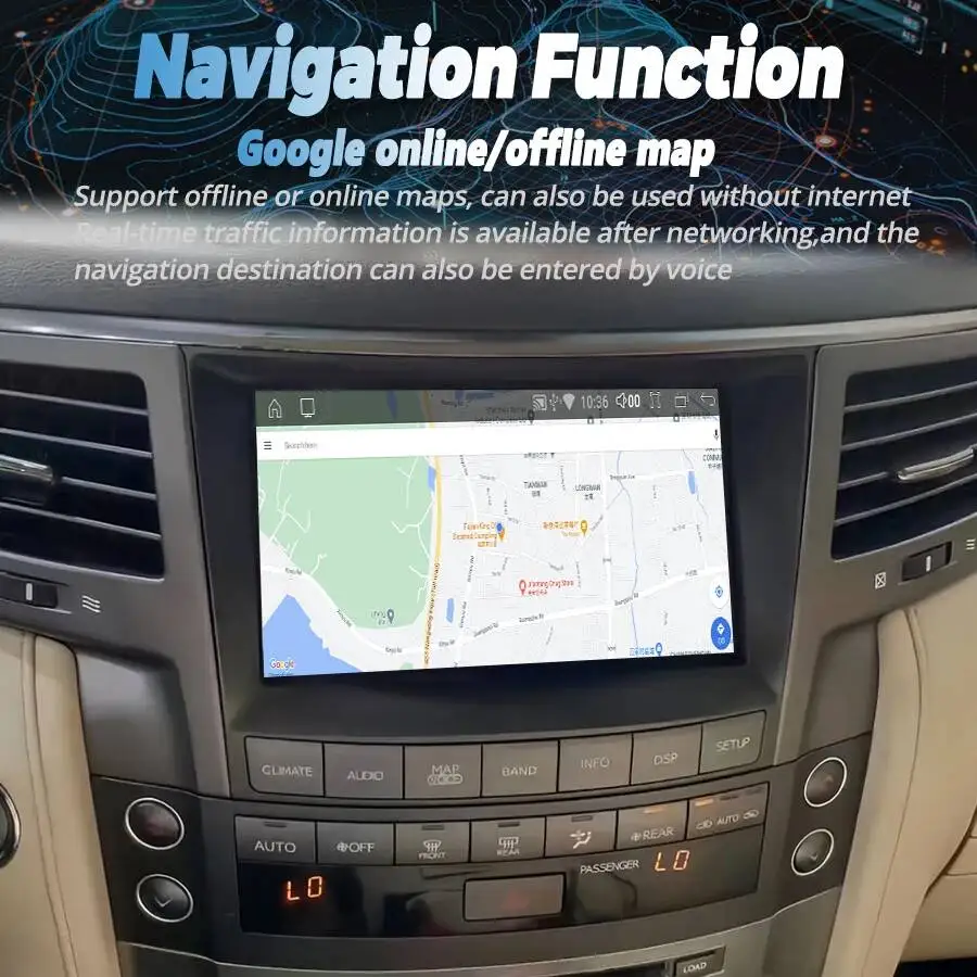 

8-дюймовый автомобильный мультимедийный видеоплеер для Lexus LX570 2007-2015 с Carplay, Android, 4G, WiFi, GPS-навигацией, стереосистемой и Bluetooth (головное устройство)