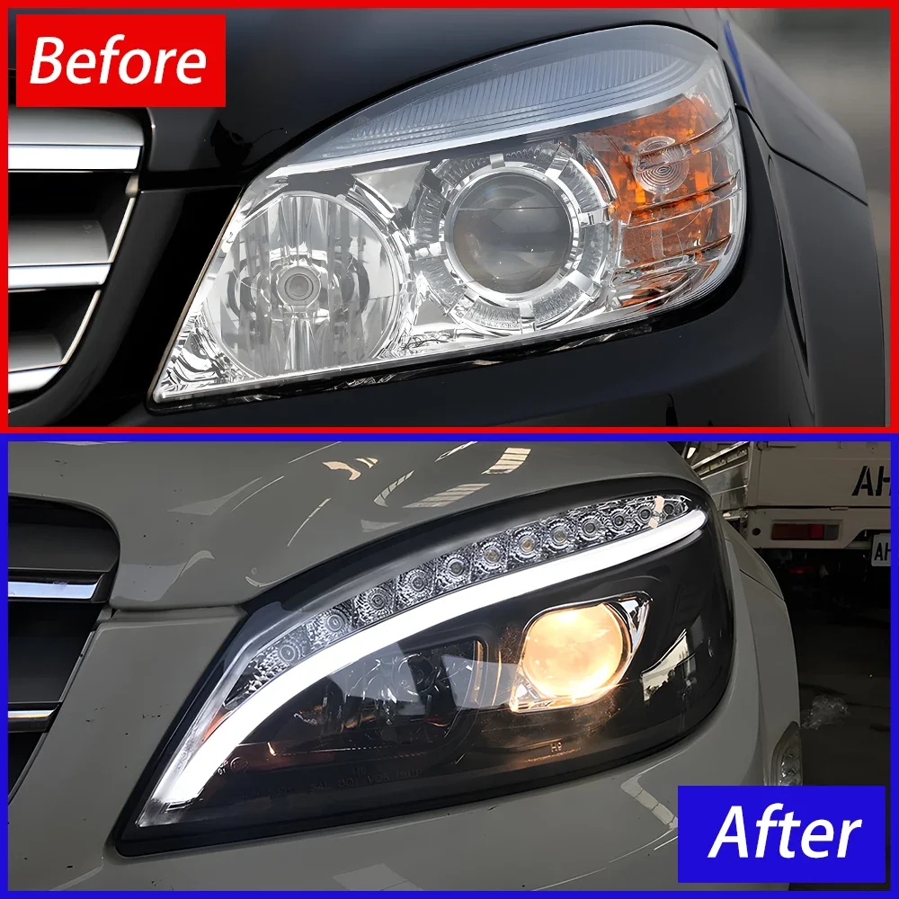 Car Front Lamps For Benz C200 C260 C300 2007-2010 W204 Auto Headlights Assembly Upgrade LED Bifocal Projector Lens Accessories