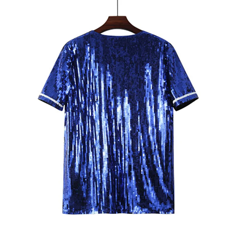 Spring Summer New Fashion Letter Glitter Women Short Sleeved Cardigan Casual Loose Female Top