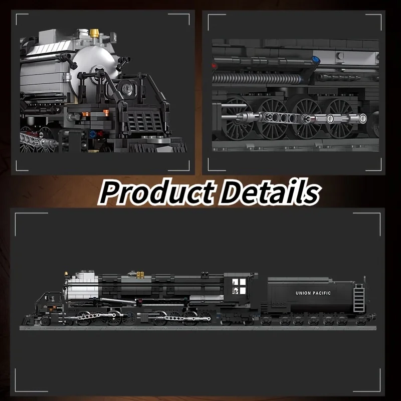 Steam Train Building Kit, Collectible Steam Locomotive Display Set, Large Train Set with Train Tracks, Top Present for Train Lov