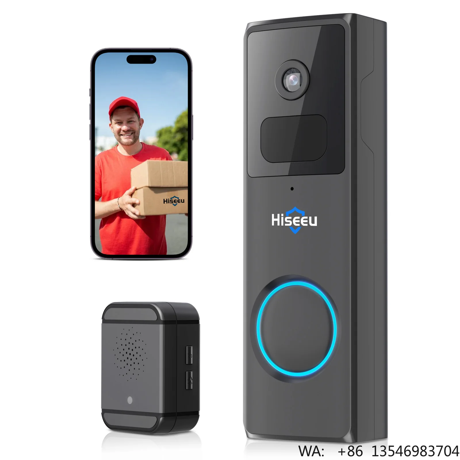 Hiseeu 1080P Home Ring Doorbell Camera Security Mobile Phone Remote Video Intercom Door Camera WiFi Doorbell