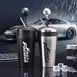 Stainless Steel Car Water Bottle with Straw Drink Bottle Fast and Furious 10 Thermos Cup with Lid Rocker Drinking Set 500ml