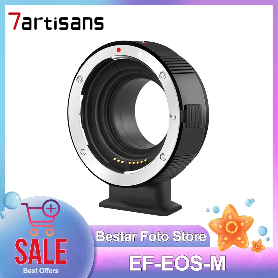 7artisans AF EF-EOS-M High Speed Auto Focus Canon EOS M Camera Adapter Ring for Canon EF/ES Lens Accessories with Anti-shaking