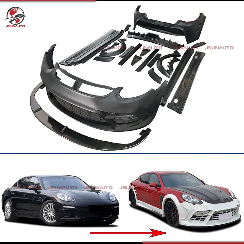 

Premium Exterior Front Bumper For Porsche Panamera 970 2014-2016 Unpainted Body Kit Carbon Rear Bumper Side Skirts Wheel eyebrow