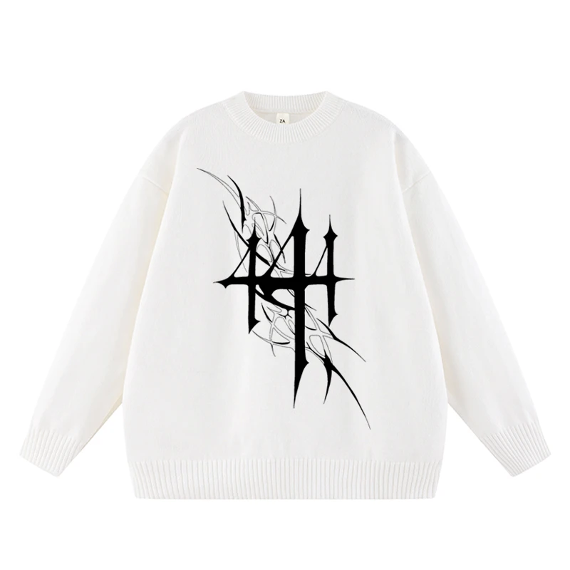 سترة نسائية فضفاضة بأكمام طويلة مطبوعة هاراجوكو سترة نسائية كورية للخريف والشتاء ملابس تريكو ناعمة دافئة سترة نسائية أنيقة متينة إيمو