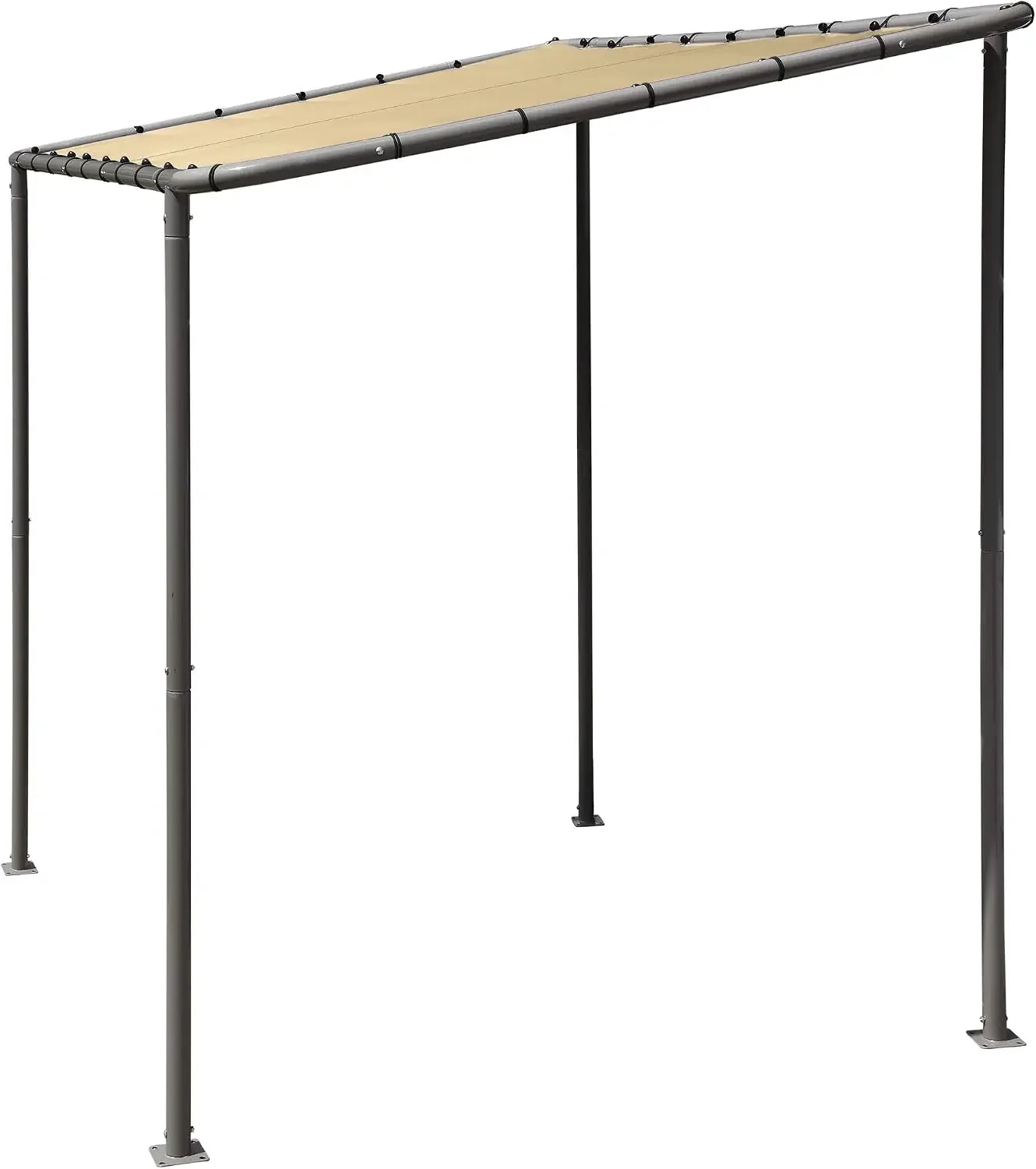 10' x 6' Solano Gazebo Canopy Charcoal Carbon Steel Frame and Water-Resistant and Sun Protection Tan Cover