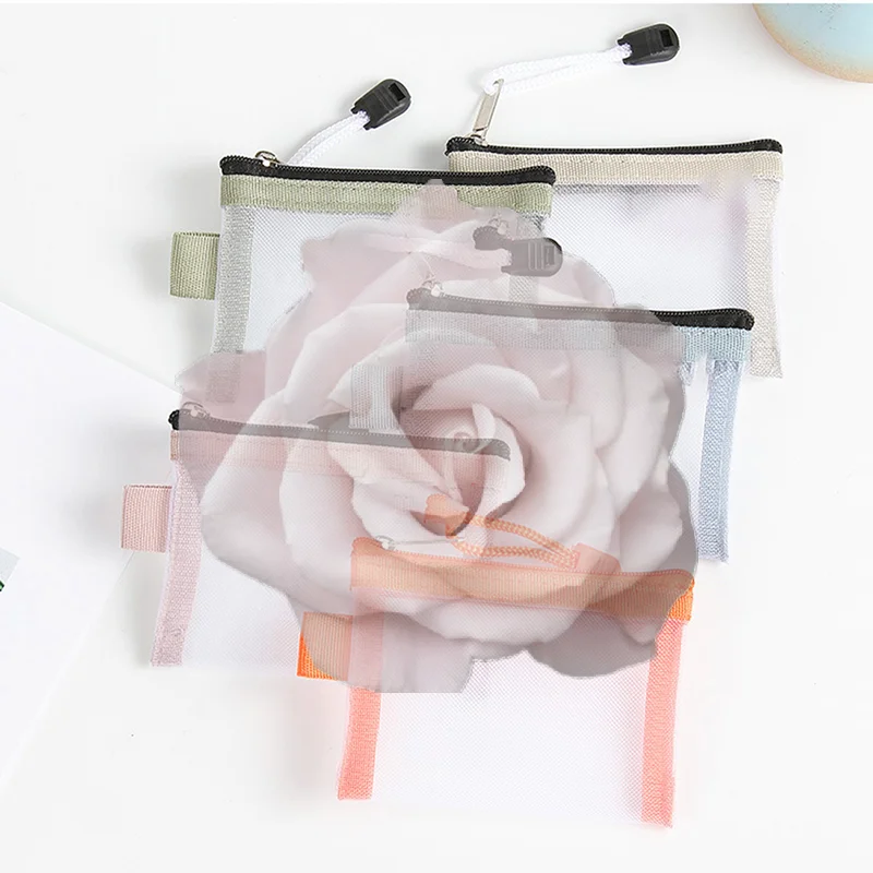 Mini sac transparent en nylon maillé pour cartes, organiseur de cartes de crédit et d'identité, porte-monnaie portable, étui pour rouge à lèvres, écouteurs, câbles de données et clés