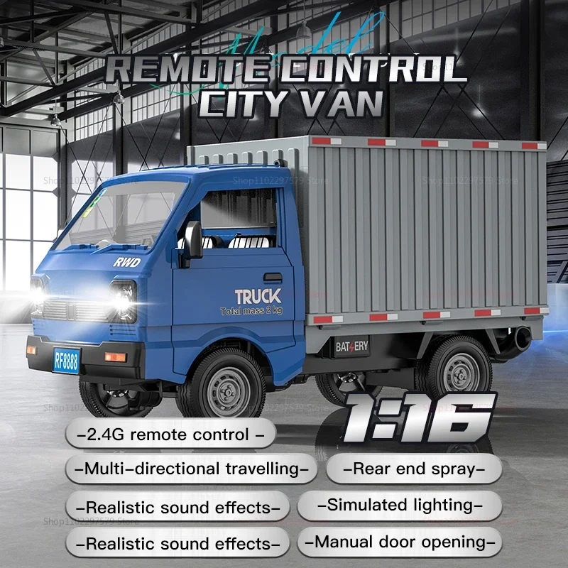 Novo carro de controle remoto kf21 1:16 2.4ghz simula caminhões de deriva e escalada com spray e luzes led brinquedo para crianças meninos presente