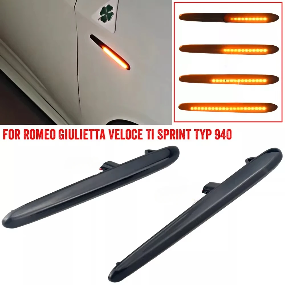 2Pcs LED Dynamic Side Marker Lights Arrow Turn Signal Blinker Lamps For Alfa Romeo Giulietta 940 Juliet Sprint Veloce 2010-2021