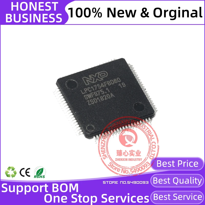 LPC1754FBD80 LQFP-80 New original ic MCU CORTEX-M3 128 KB FL 32 KB SRAM USB 2.0