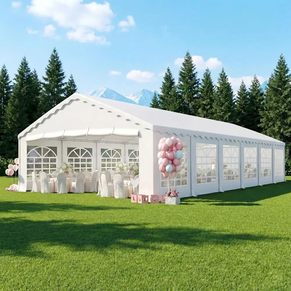 

20x40T Heavy Duty Party Tent, White Outdoor Wedding with Removable Sidewalls, 2 Roll-Up Do& 4 Storage Bags, Large Event Shelter