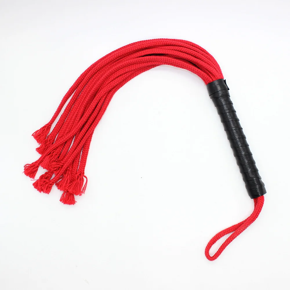 Chicote De Cavalo De Corda De Algodão, Flogger de couro PU, Equipamento de corrida, Cavalo de palmada, 48cm