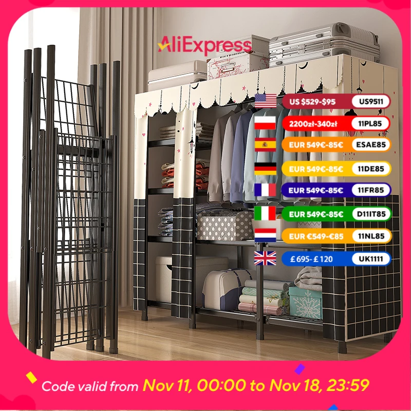 

Adults Hanging Clothes Wardrobes Fabric Modern Space Saving Storage Closet Organizer Lounges Roupeiros De Quarto Furniture