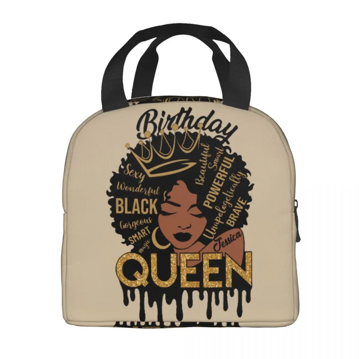 Birthday Queen Black Women Lunch Bag Hot Cold Snacks Insulated Lunch Boxes for Kids School Work Picnic Food Tote Container