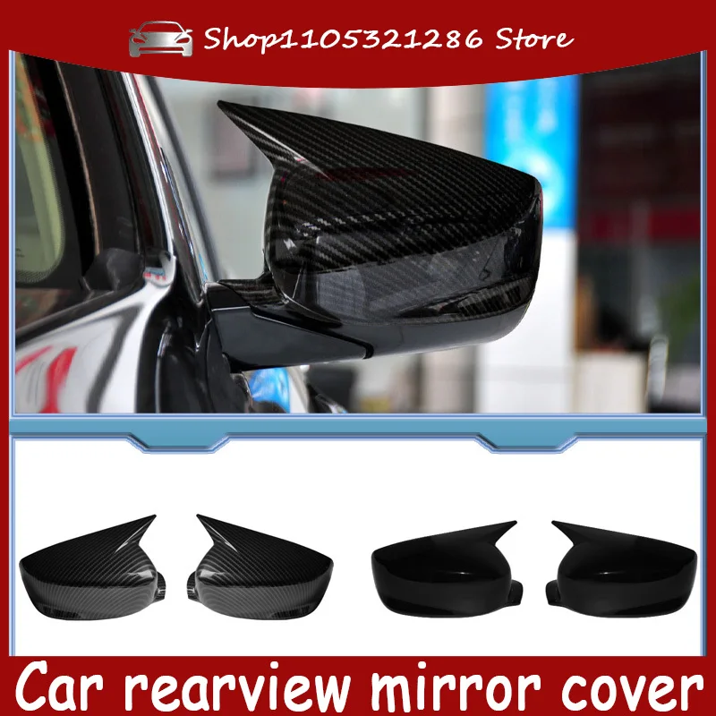 For Honda Accord 9th 2008-2017 Car Reaview Mirror Cover Trim Horn Style Door Sedan Carbon Fiber Style Glossy Black