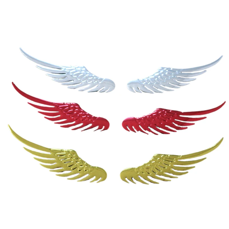 1 Pair Car Auto Motorcycle Body Sticker 3D Eagle Angel Wings Badge Style ABS Decals Silver/Gold Exterior Accessories
