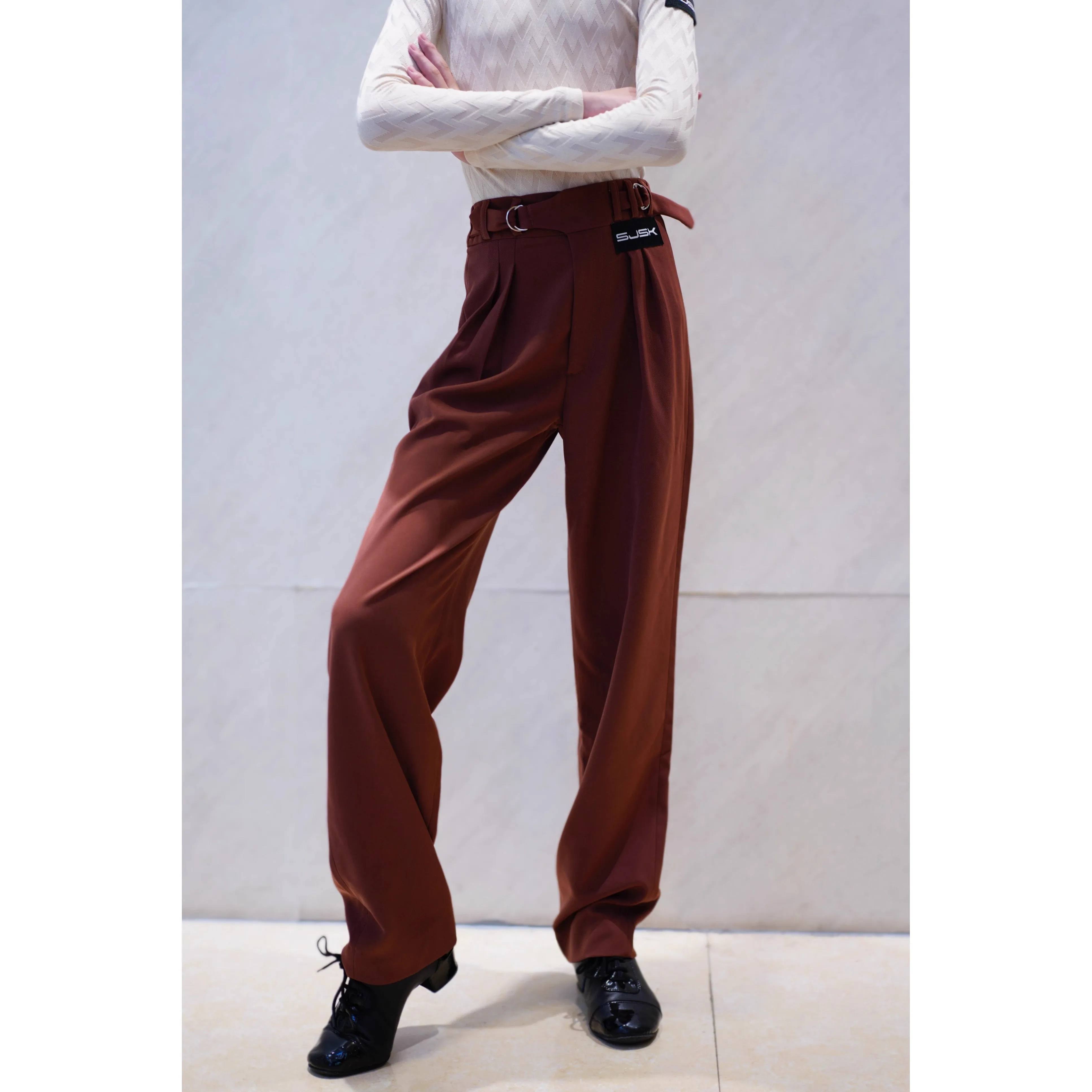 ラテンダンストップボーイズコスチューム子供長袖ハイネックトップパンツチャチャルンバタンゴラテンサンバダンス練習着DN21898