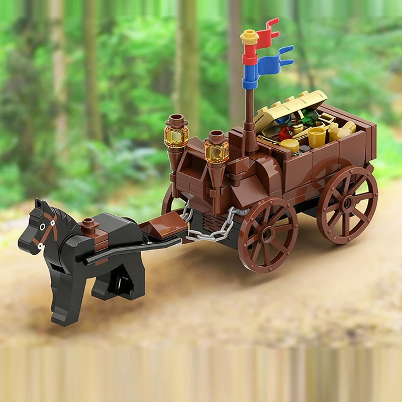 نموذج قلعة القرون الوسطى MOC قوالب بناء عربة نقل الكنز وحدات التكنولوجيا هدايا العيد للأطفال تجميع اللعب البدلة #2
