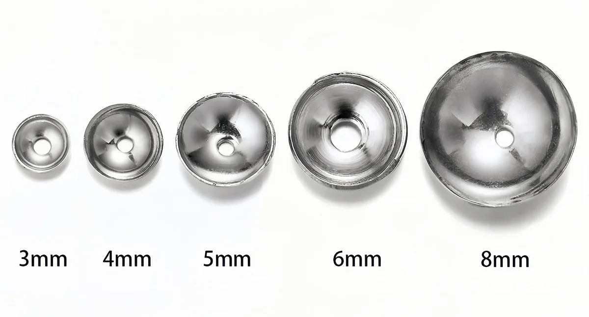 100-200 Stück 3-10mm Goldfarbene Edelstahl-Rundperlenkappen, Abstandsperlen-Verbinder für DIY-Halsketten-Schmuckherstellungszubehör – Detail 1
