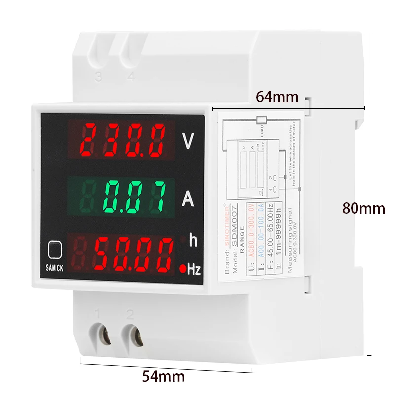 Din Rail LCD Digital Voltmeter Voltage Current Power Wattmeter Electric Energy kWh Meter Frequency Volt Amp Monitor AC 220V 100A