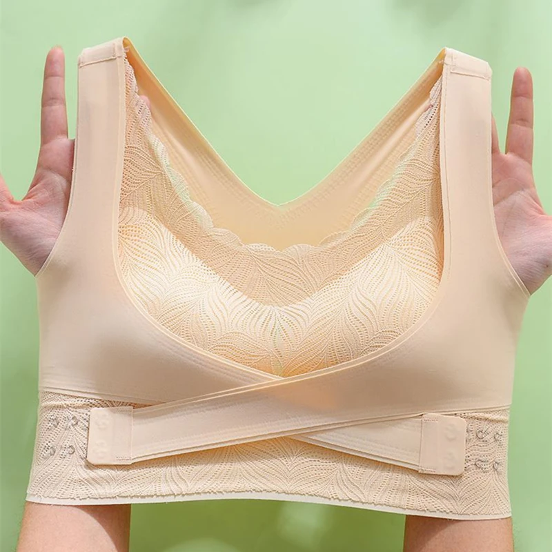 Sexy Lace Traceless Women's Underwear Without Steel Rings, Small Breasts Gathered, Beautiful Back Sports Shock-proof Bra