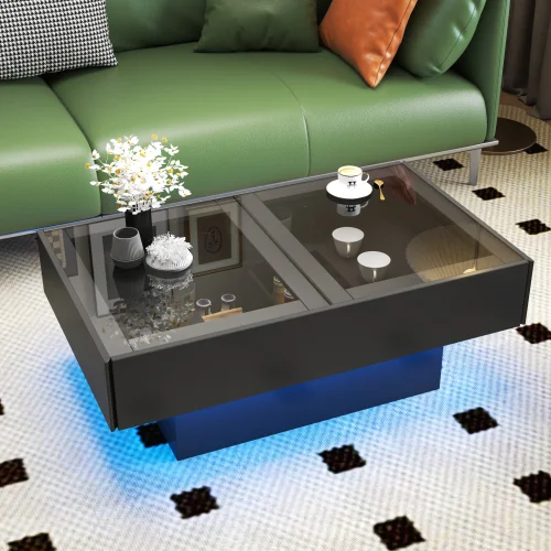 

/With Hidden Storage Compartment, Extendable Table For Living Room Coffee Table With Sliding Tabletop, Center Table