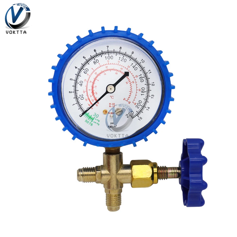 220PSI 500PSI Air Conditioner Refrigerant 1/4 Pressure Explosion-proof Refrigerants Low and High Pressure Gauge Diagnostic Tool