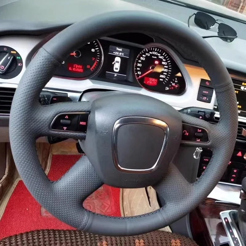 

DIY Car Steering Wheel Cover Non Slip Perforated Microfiber Leather For Audi A4 B7 B8 A6 C6 2004-2011 Q5 Q7 2008-2012 Accessorie
