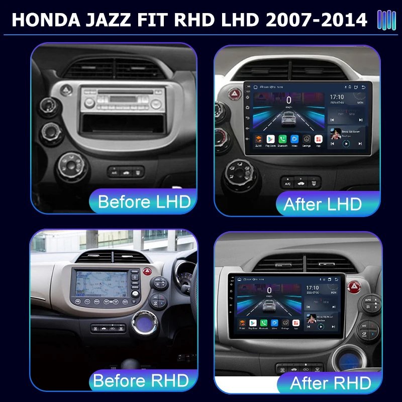 AI VOICE roadivox Android car radio for HONDA JAZZ FIT RHD LHD 2007 2014 stereo GPS Navigation video Multimedia Player tape