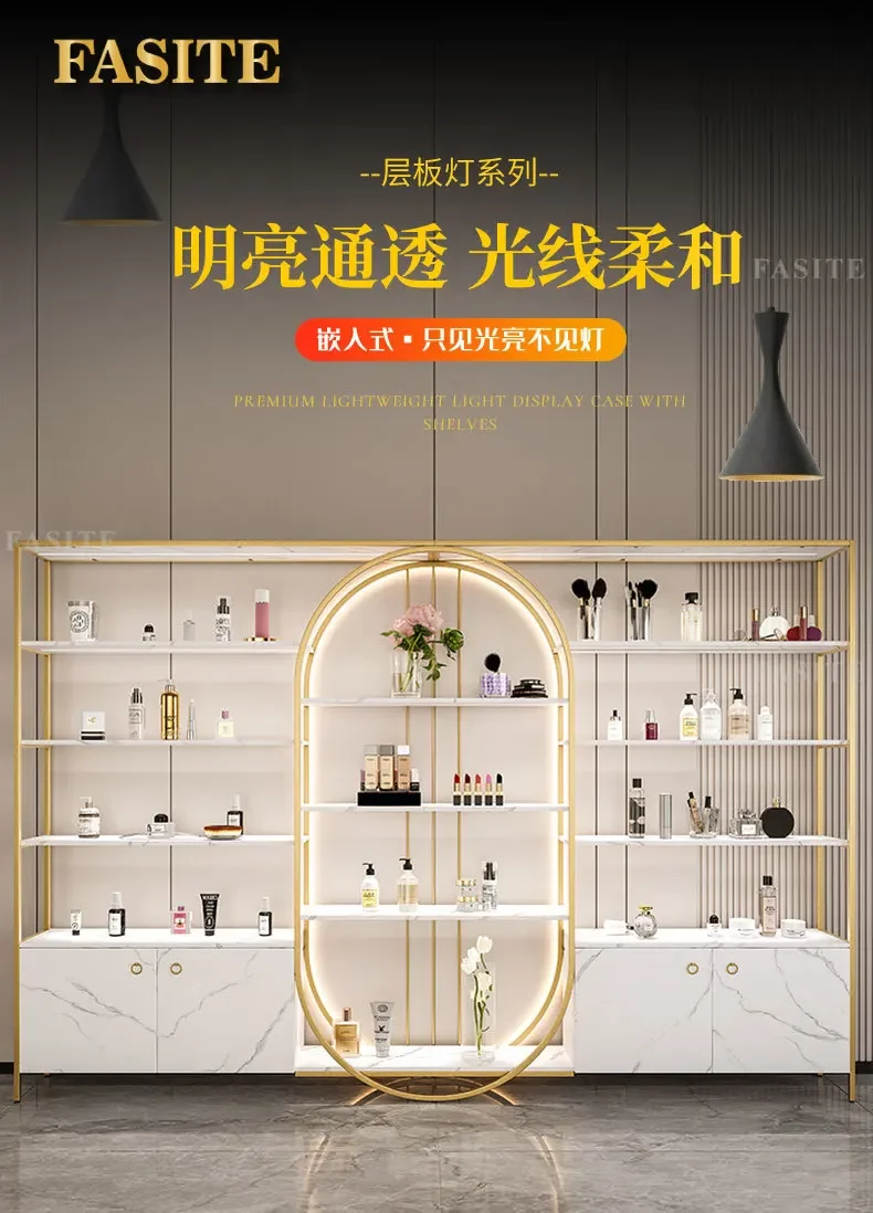 Cosmetic display rack, beauty salon nail storage cabinet, product display cabinet with light cabinet