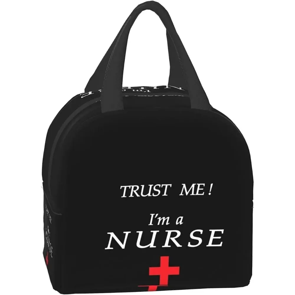 Trust Me I\'M A Nurse Black Insulated Lunch Bag for Women Men Reusable Lunch Box Lunch Container Tote Bag for Office Work School