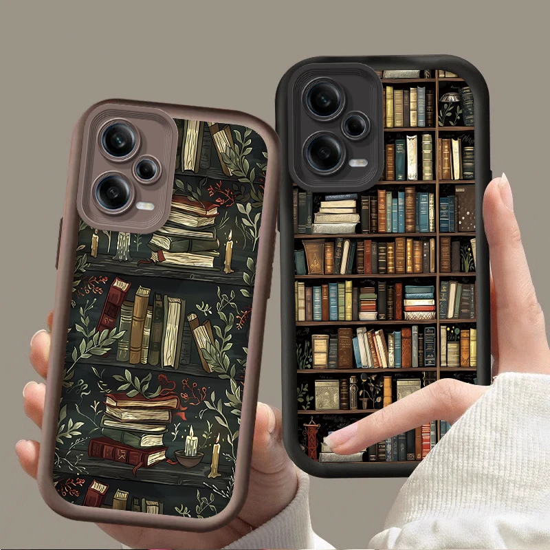 Creative Book Shelf Design Case for Xiaomi Redmi Note 11 12 13 Pro Plus 4G 5G 11S 10S 9S 12S 10 9 Redmi 14C 12C 13C A3 12 Cover