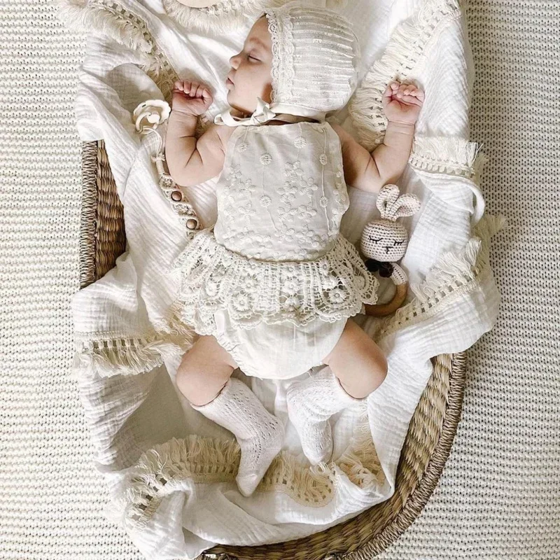 

Baby Double-layer Gauze Tassel Cover Blanket, Baby Pure Cotton Windproof Shawl, Holding Blanket, Children's Bath Towel