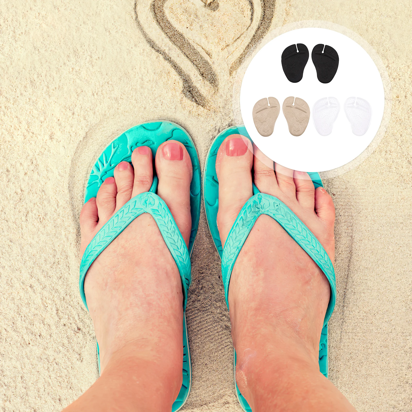 3 Pairs Insole Flip-flops Forefoot Pads Heel Insoles Gel Miss Silicone Half-size Cushion