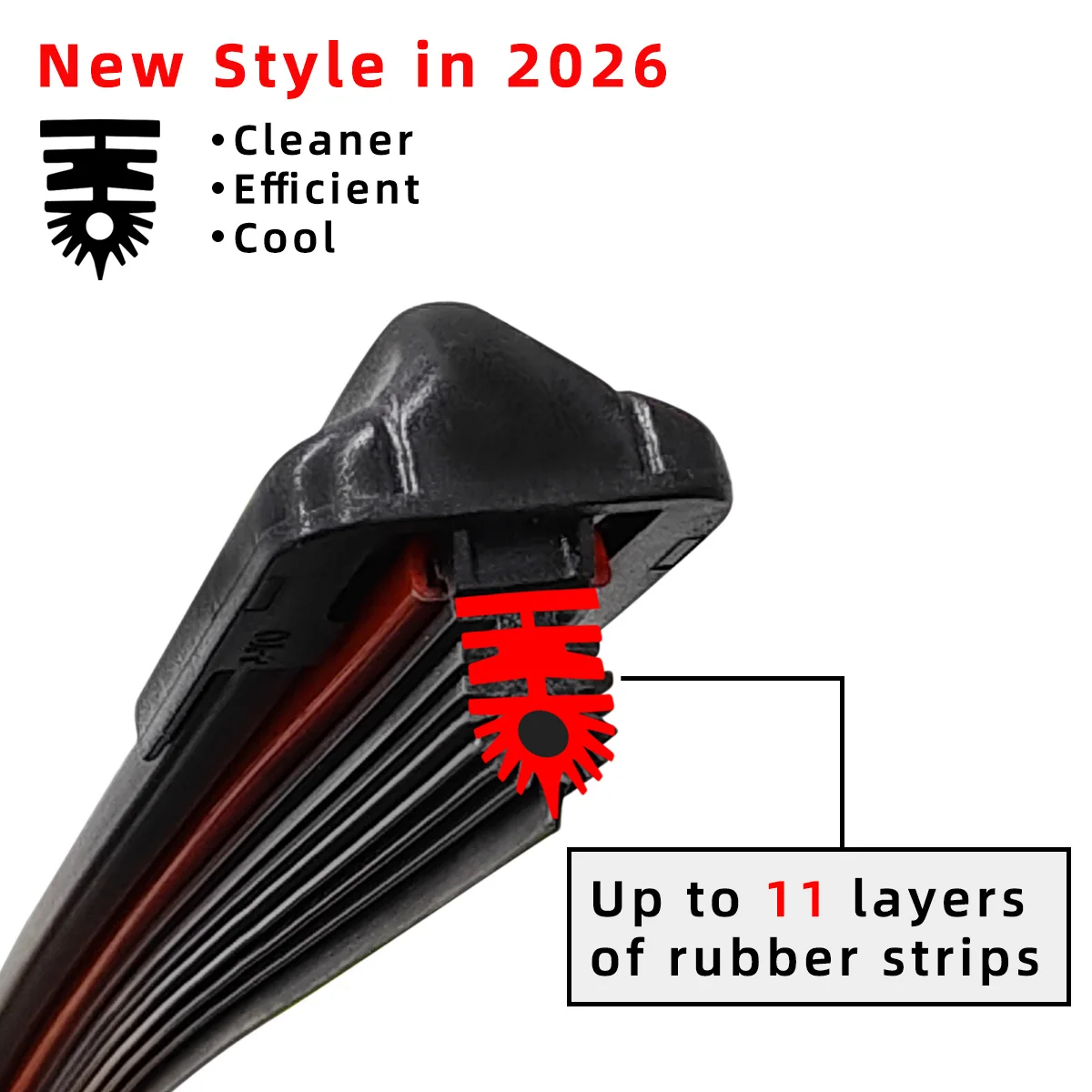 PINMOAP Silent Wiper Blade 11 Layer Rubber Strip J/19mm/16mm/Bayonet/Pinch Tab Interface Selection 14