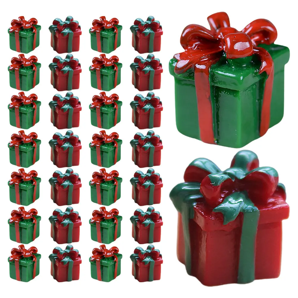 

30 миниатюрных рождественских подарочных коробок из смолы для кукольных домиков, праздничный декор, имитация подарков для поделок и оформления композиций