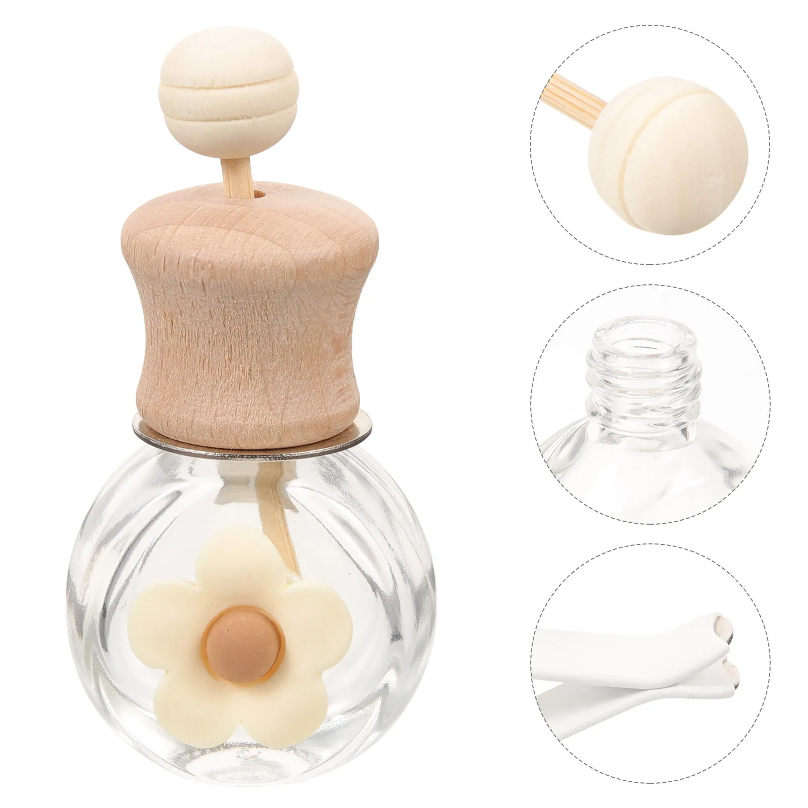 

Car Perfume Diffuser Bottle Exquisite Wood Glass Empty Oil Scent Container Refillable Air Freshener Vent Decoration