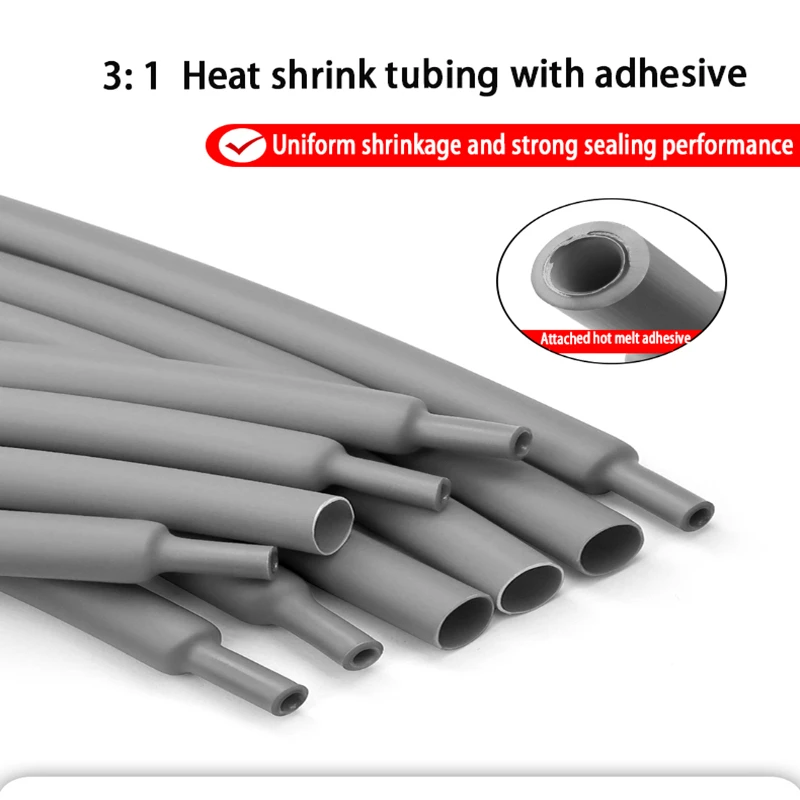 3:1 Dual Wall Heat Shrink Tube With Glue Waterproof Insulation Corrosion Resistant Cable Protective Sleeves, Sizes 1.6mm-50mm